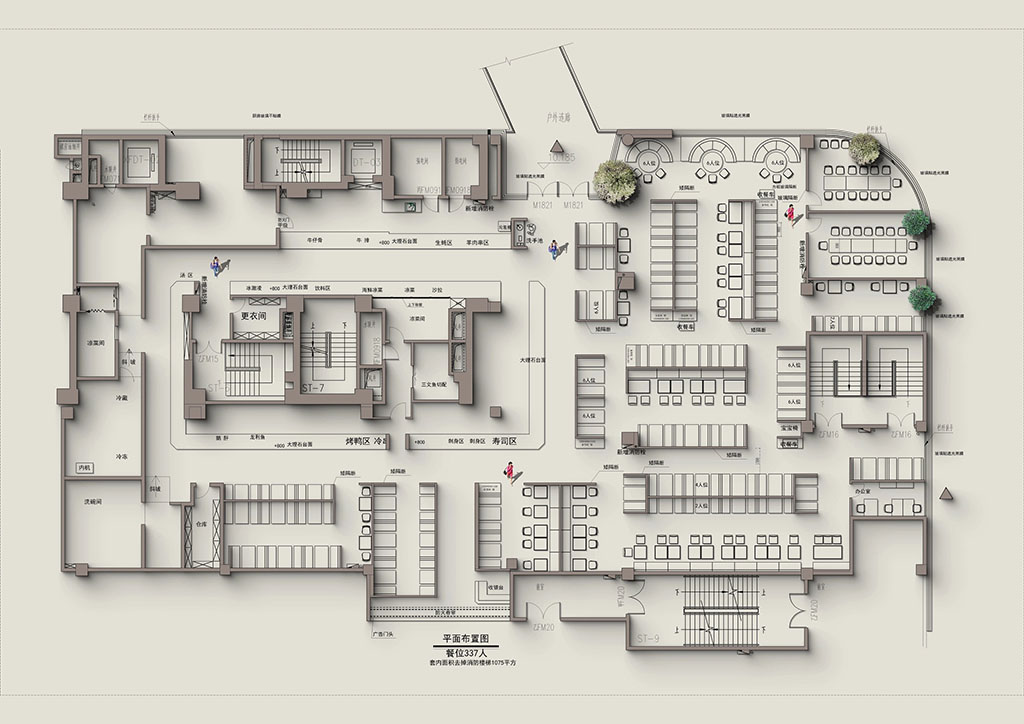 正在规划的自助餐厅平面图
